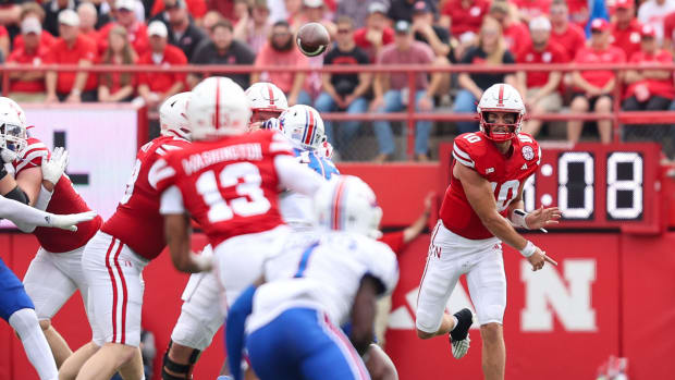 Haarberg Heinrich Haarberg 6 incomplete pass 2023 Nebraska football vs Louisiana Tech